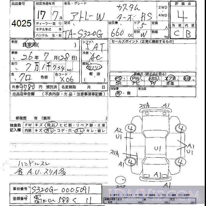 2005 DAIHATSU ATRAI WAGON TB-RS S320G - 4025 - JU Shizuoka