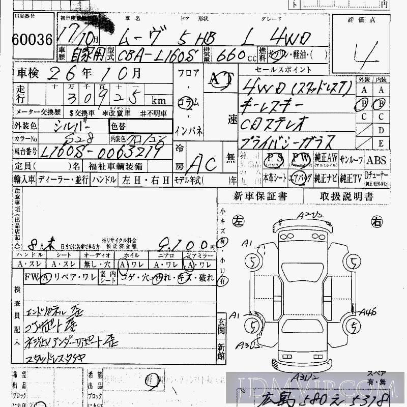 2005 DAIHATSU MOVE 4WD_L L160S - 60036 - HAA Kobe
