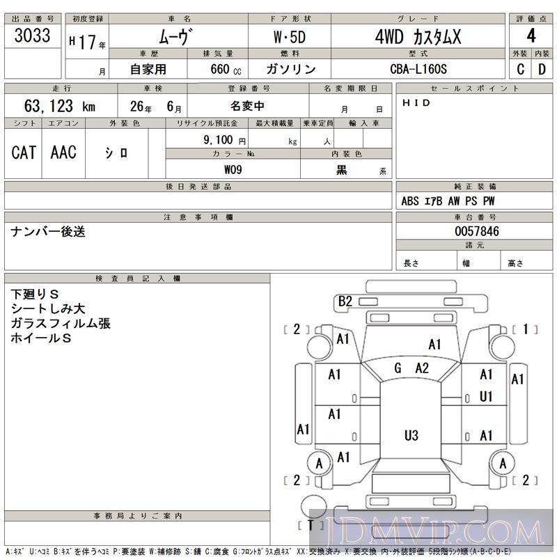 2005 DAIHATSU MOVE 4WD_X L160S - 3033 - TAA Tohoku