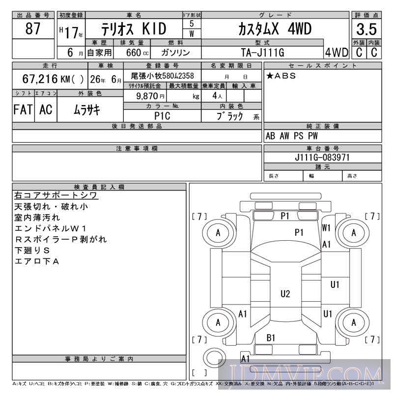 2005 DAIHATSU TERIOS KID X_4WD J111G - 87 - CAA Gifu