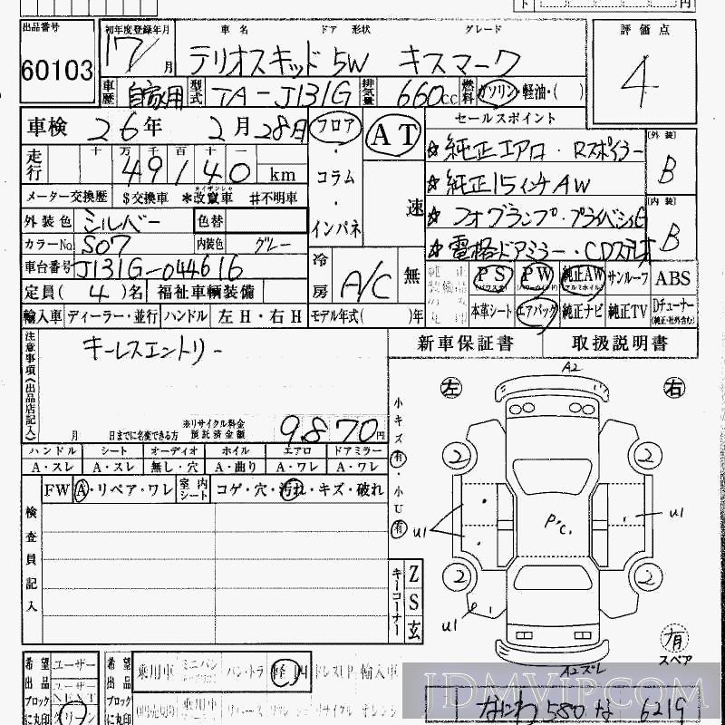 2005 DAIHATSU TERIOS KID  J131G - 60103 - HAA Kobe