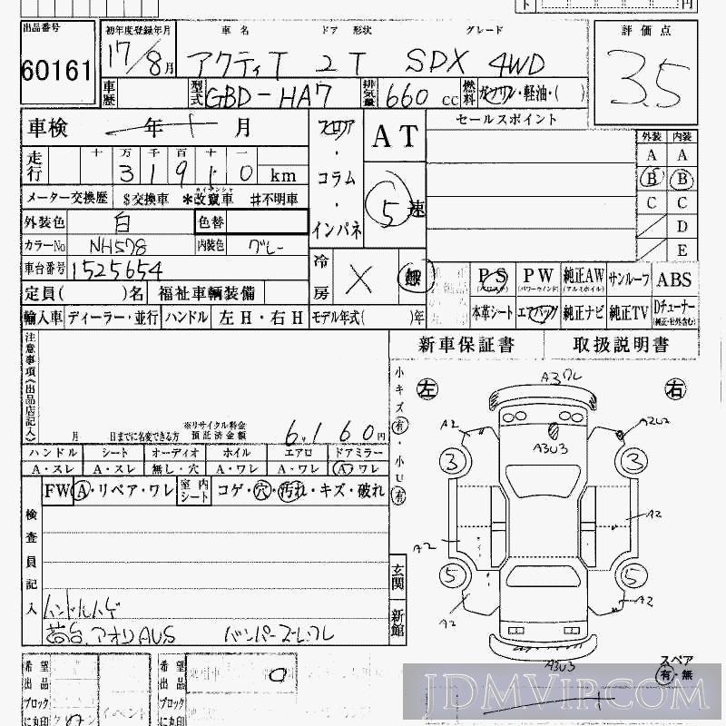 2005 HONDA ACTY TRUCK 4WD_SDX HA7 - 60161 - HAA Kobe