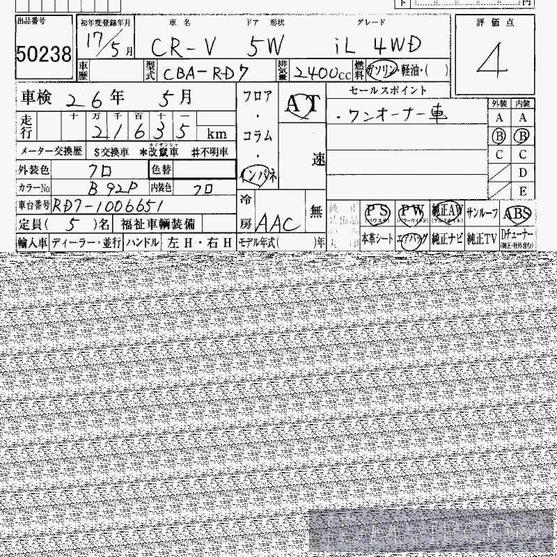 2005 HONDA CR-V 4WD_IL RD7 - 50238 - HAA Kobe