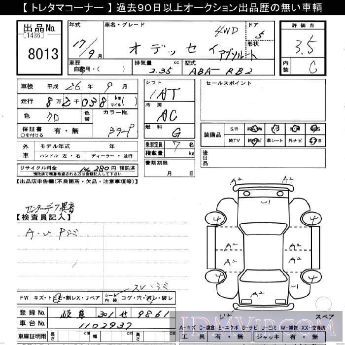 2005 HONDA ODYSSEY 4WD_ RB2 - 8013 - JU Gifu