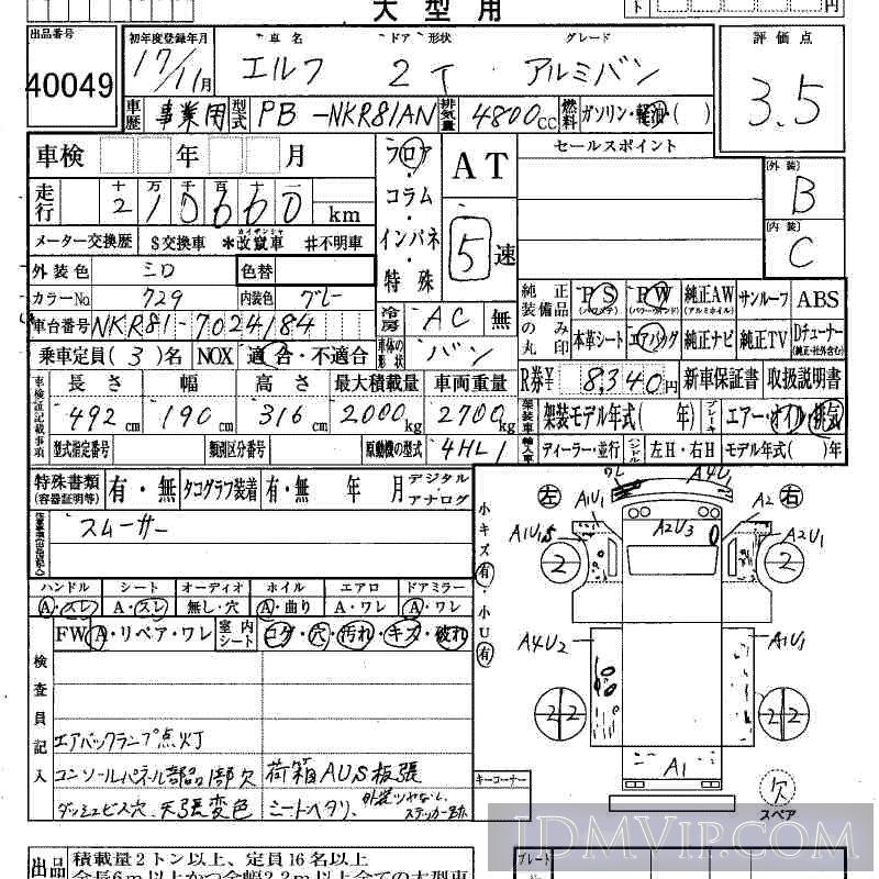 2005 ISUZU ELF TRUCK V NKR81AN - 40049 - HAA Kobe