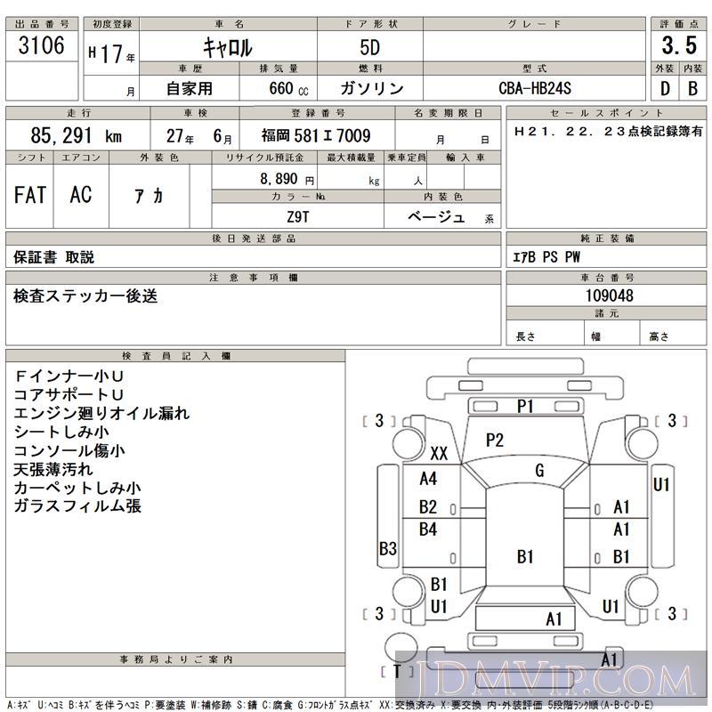 2005 MAZDA CAROL  HB24S - 3106 - TAA Kyushu