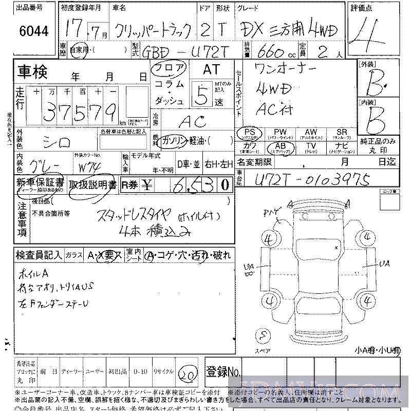 2005 NISSAN CLIPPER TRUCK DX_ U72T - 6044 - LAA Shikoku
