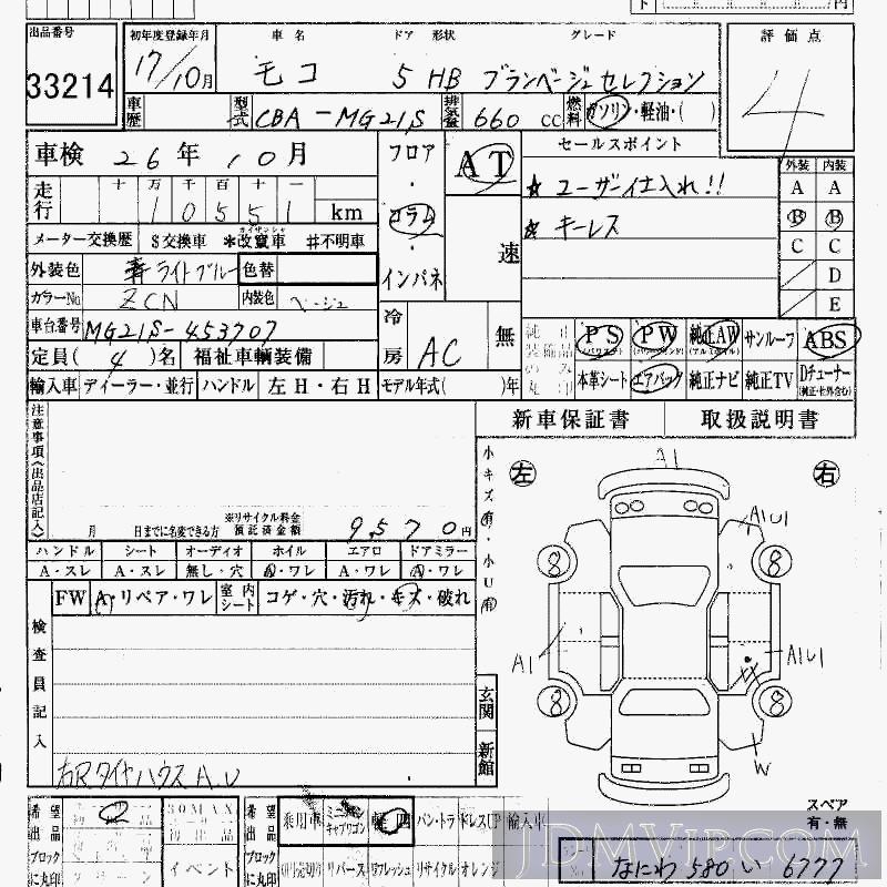 2005 NISSAN MOCO  MG21S - 33214 - HAA Kobe