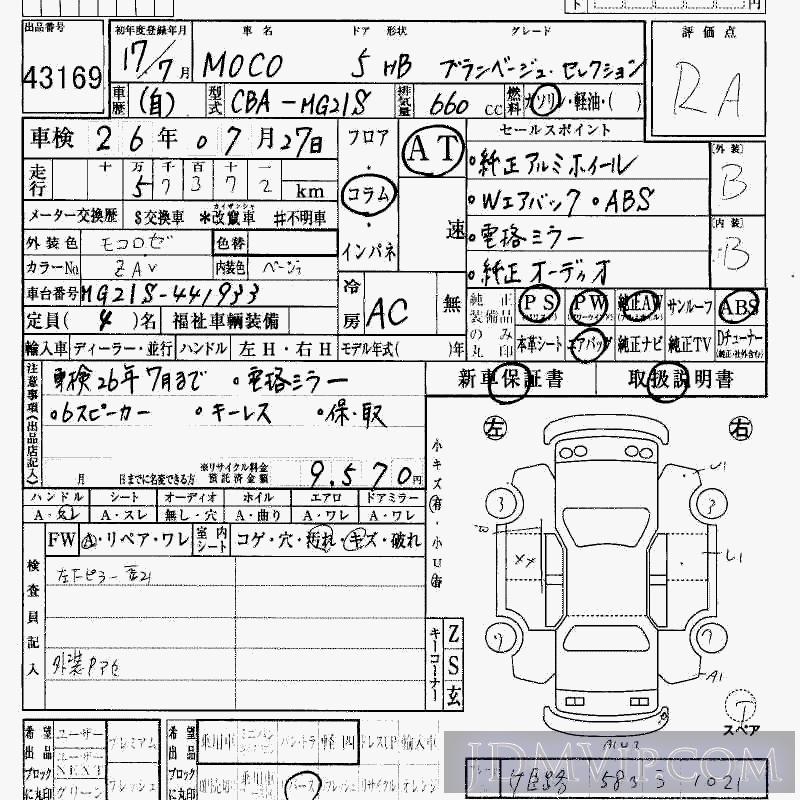 2005 NISSAN MOCO  MG21S - 43169 - HAA Kobe