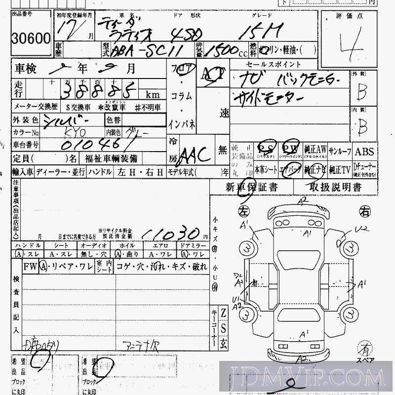 2005 NISSAN TIIDA LATIO 15M SC11 - 30600 - HAA Kobe