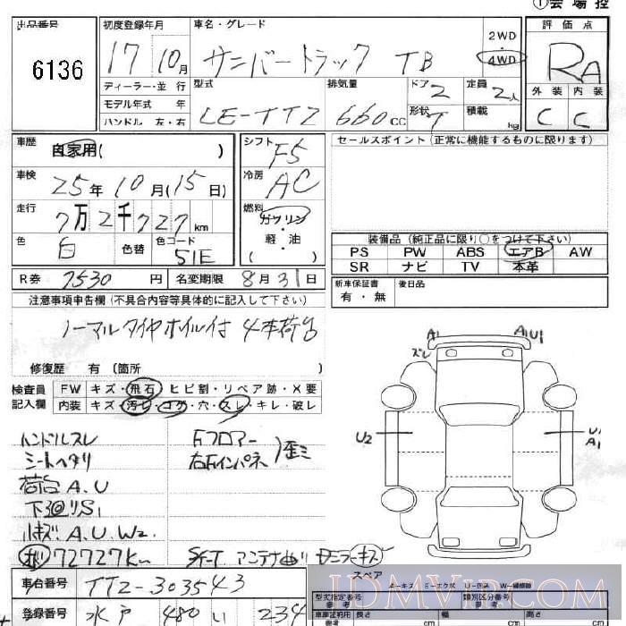 2005 SUBARU SAMBAR TB TT2 - 6136 - JU Fukushima