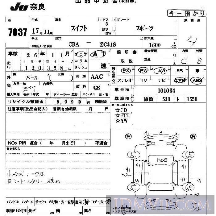 2005 SUZUKI SWIFT  ZC31S - 7037 - JU Nara