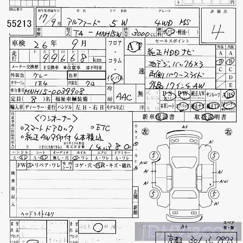 2005 TOYOTA ALPHARD 4WD_MS MNH15W - 55213 - HAA Kobe