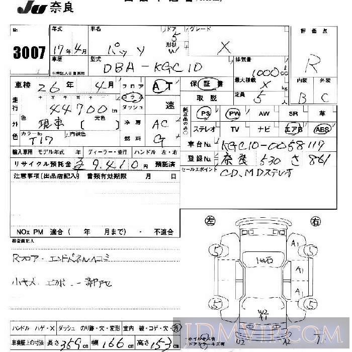 2005 TOYOTA PASSO X KGC10 - 3007 - JU Nara