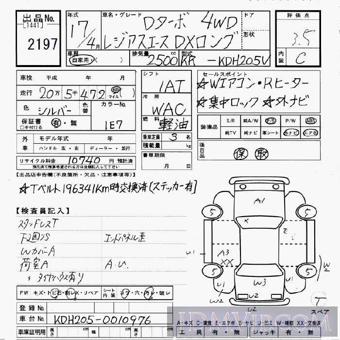 2005 TOYOTA REGIUS ACE 4WD_DX__TB KDH205V - 2197 - JU Gifu