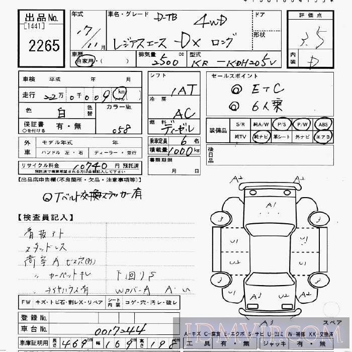 2005 TOYOTA REGIUS ACE 4WD_DX__TB KDH205V - 2265 - JU Gifu