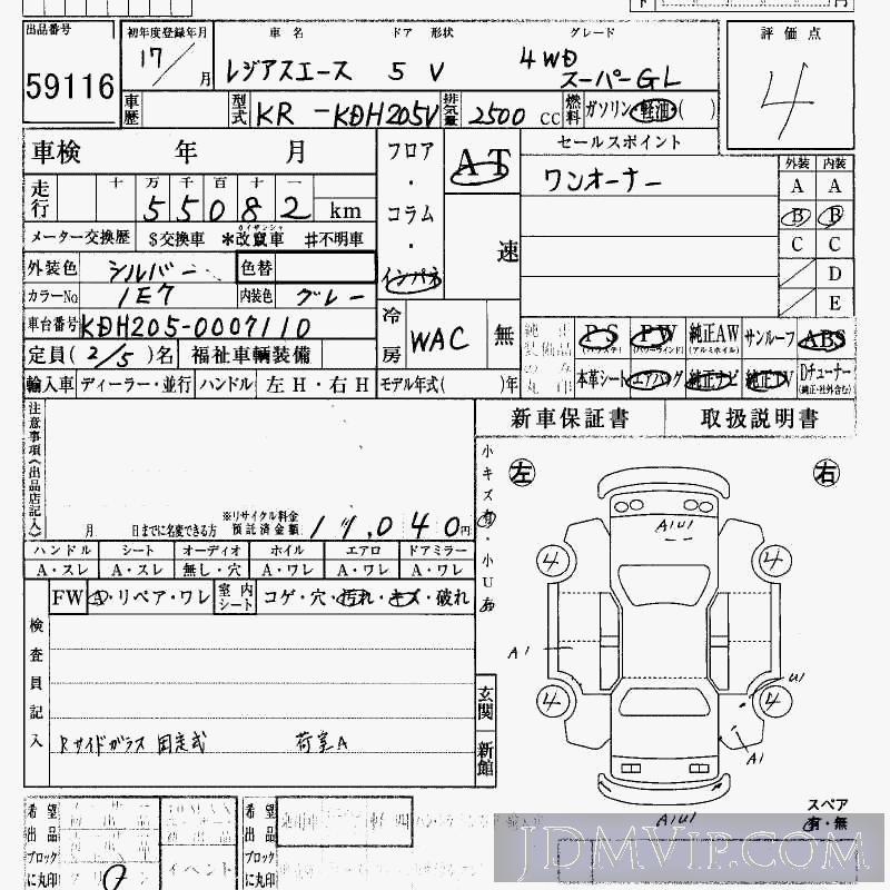 2005 TOYOTA REGIUS ACE 4WD_GL KDH205V - 59116 - HAA Kobe