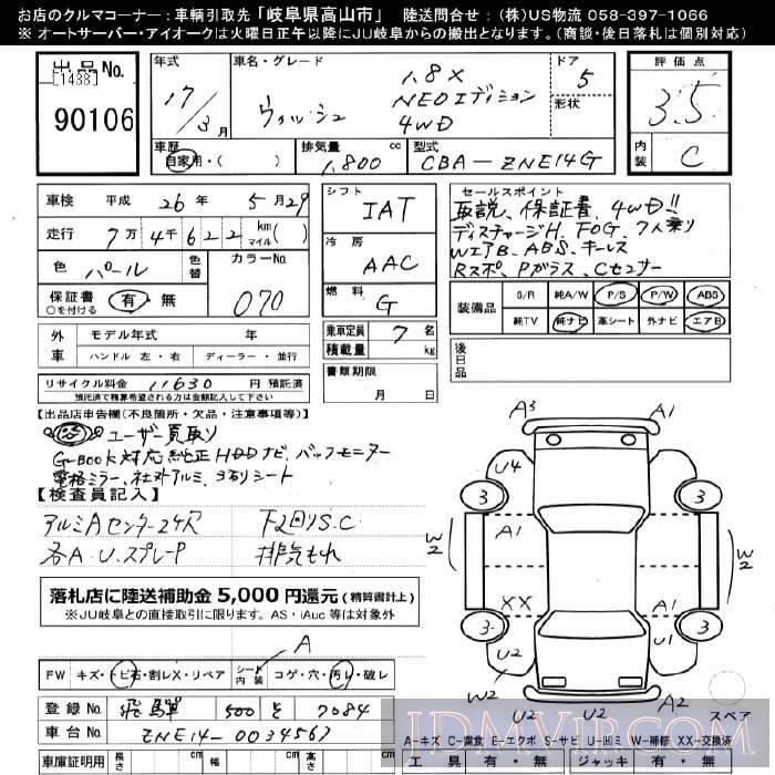 2005 TOYOTA WISH 4WD_X_NEO-ED ZNE14G - 90106 - JU Gifu