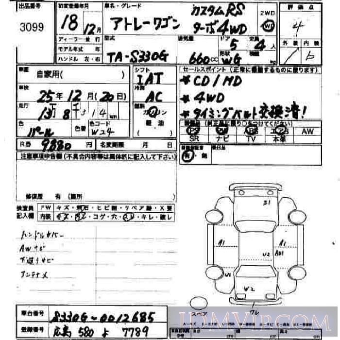 2006 DAIHATSU ATRAI WAGON RS_TB S330G - 3099 - JU Hiroshima