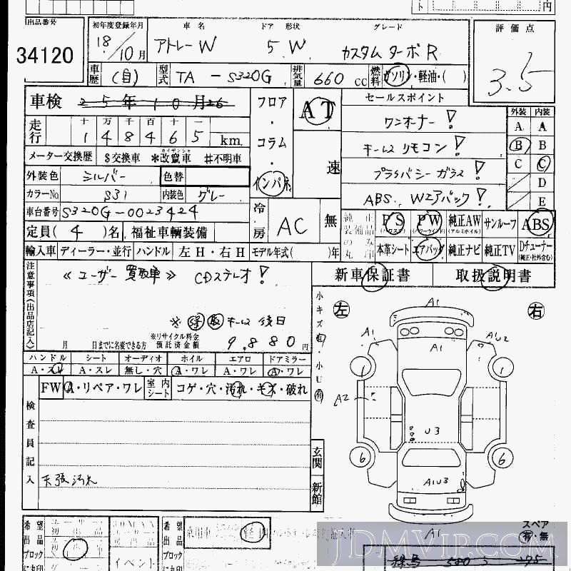 2006 DAIHATSU ATRAI WAGON R S320G - 34120 - HAA Kobe