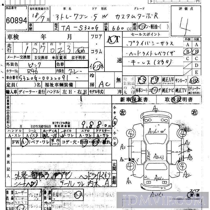 2006 DAIHATSU ATRAI WAGON R S320G - 60894 - HAA Kobe