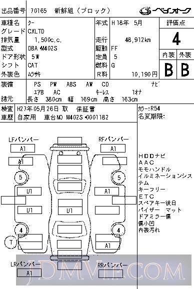 2006 DAIHATSU COO CX_LTD M402S - 70165 - BAYAUC