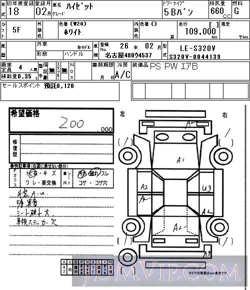 2006 DAIHATSU HIJET VAN  S320V - 42 - NAA Nagoya Nyusatsu