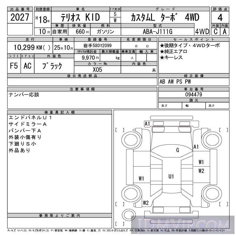 2006 DAIHATSU TERIOS KID L__4WD J111G - 2027 - CAA Tohoku