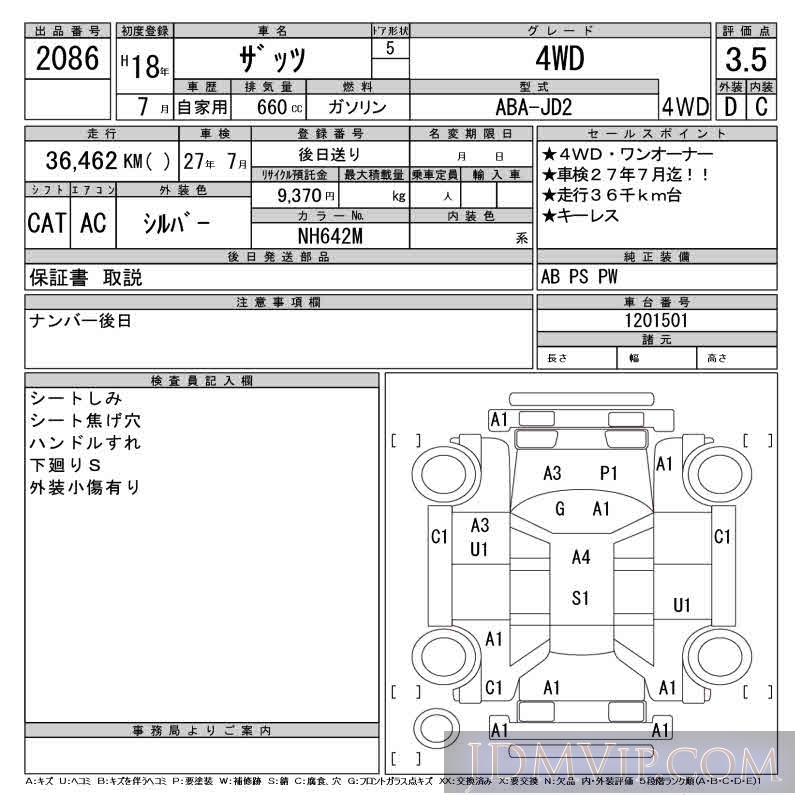 2006 HONDA THATS 4WD JD2 - 2086 - CAA Tohoku
