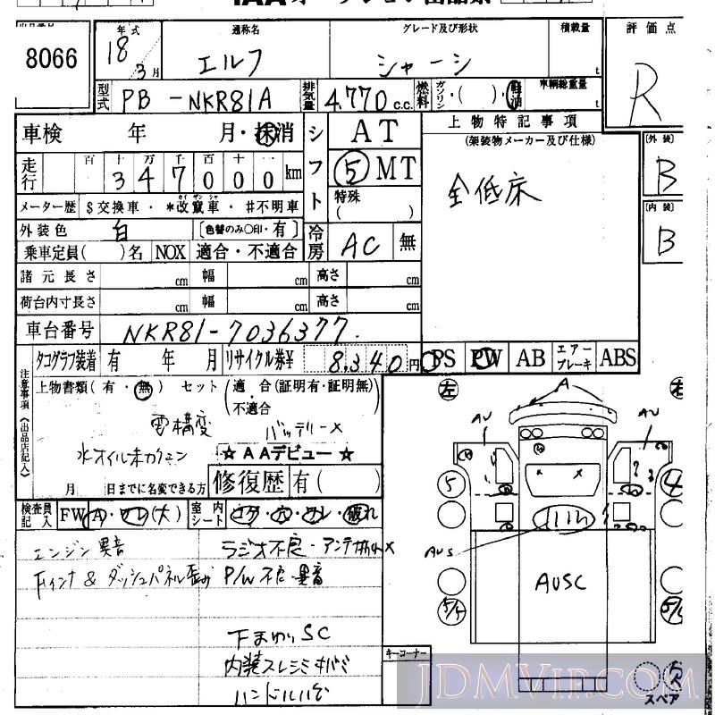 2006 ISUZU ELF TRUCK  NKR81A - 8066 - IAA Osaka
