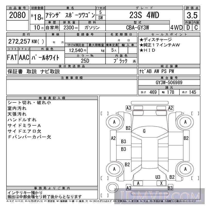 2006 MAZDA ATENZA WAGON 23S_4WD GY3W - 2080 - CAA Gifu