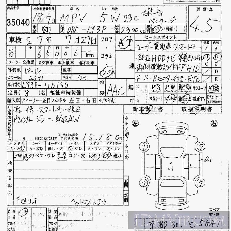 2006 MAZDA MPV 23C_P LY3P - 35040 - HAA Kobe