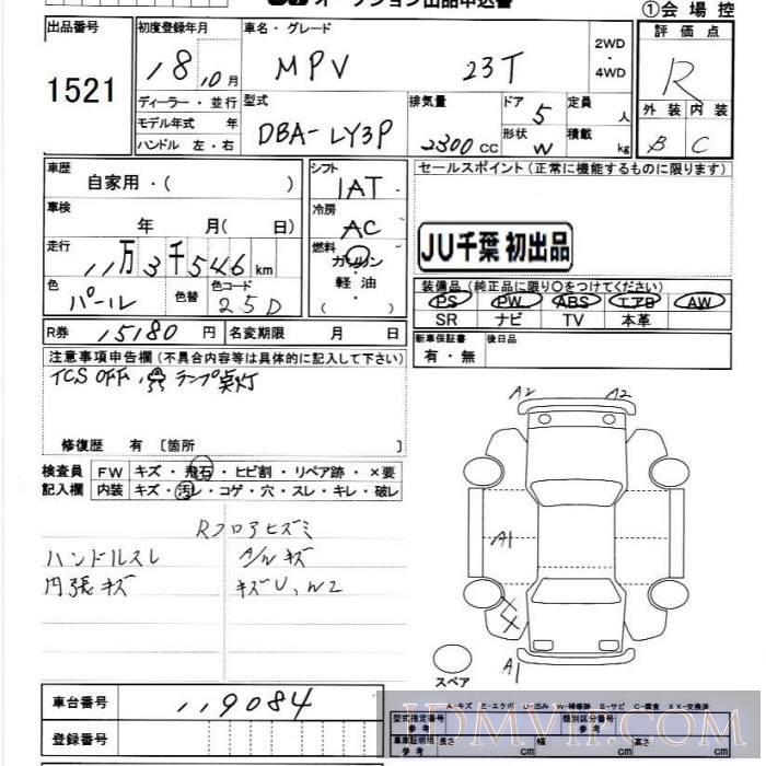 2006 MAZDA MPV 23T LY3P - 1521 - JU Chiba