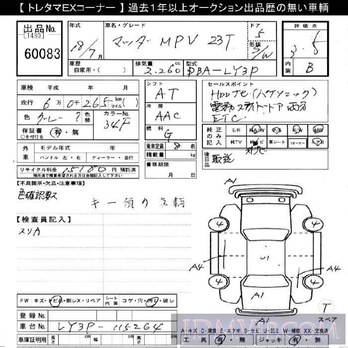 2006 MAZDA MPV 23T LY3P - 60083 - JU Gifu
