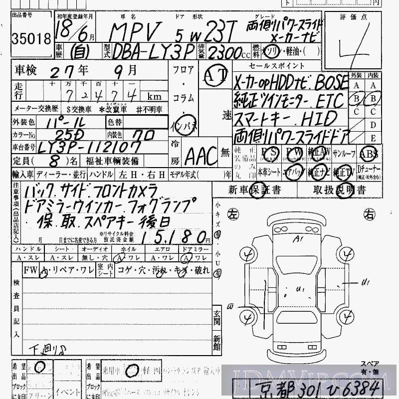 2006 MAZDA MPV 23T_P_ LY3P - 35018 - HAA Kobe