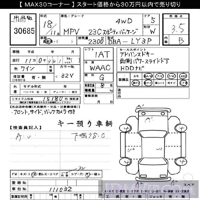 2006 MAZDA MPV 4WD_23CPKG LY3P - 30685 - JU Gifu