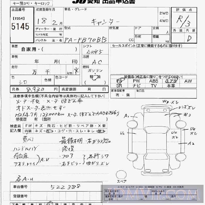 2006 MITSUBISHI CANTER TRUCK  FB70BB - 5145 - JU Aichi