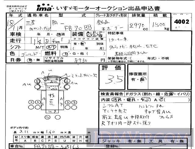 2006 MITSUBISHI CANTER TRUCK  FB70BB - 4002 - Isuzu Kobe