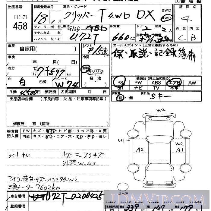 2006 NISSAN CLIPPER TRUCK 4WD_DX U72T - 458 - JU Saitama