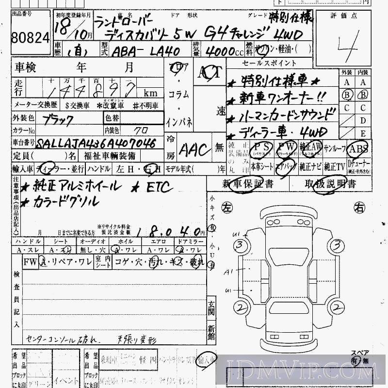 2006 ROVER DISCOVERY 4WD_G4 LA40 - 80824 - HAA Kobe