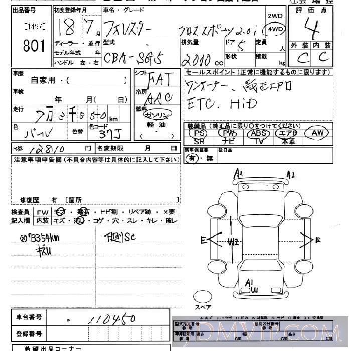 2006 SUBARU FORESTER 4WD_2.0i SG5 - 801 - JU Miyagi