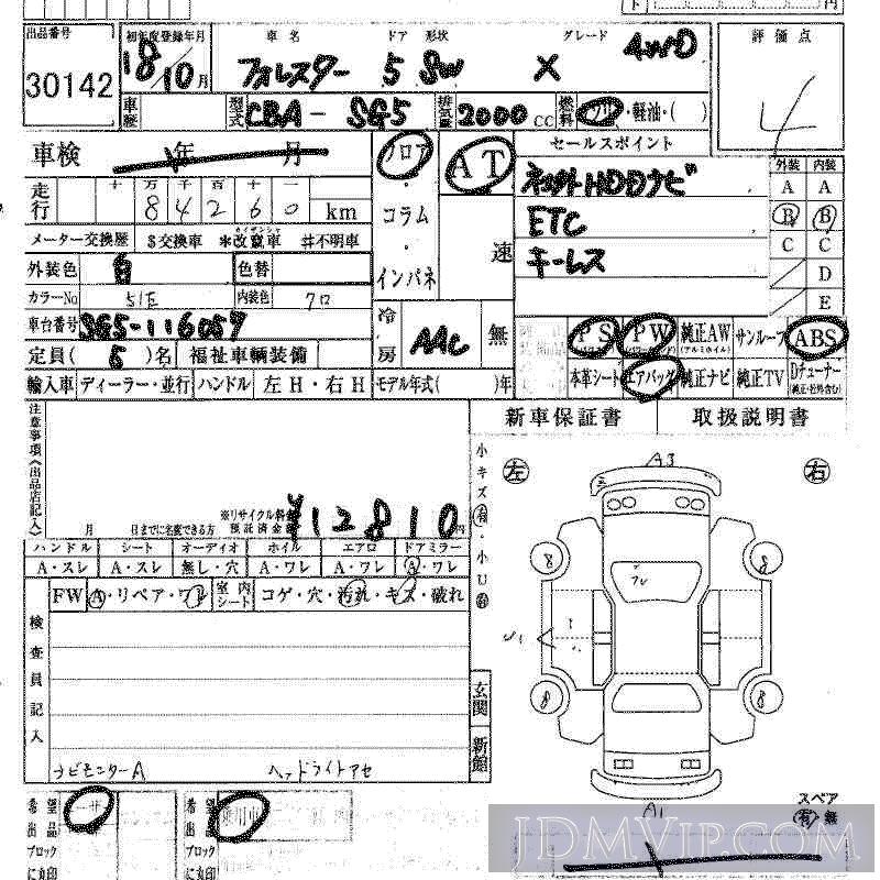 2006 SUBARU FORESTER 4WD_X SG5 - 30142 - HAA Kobe