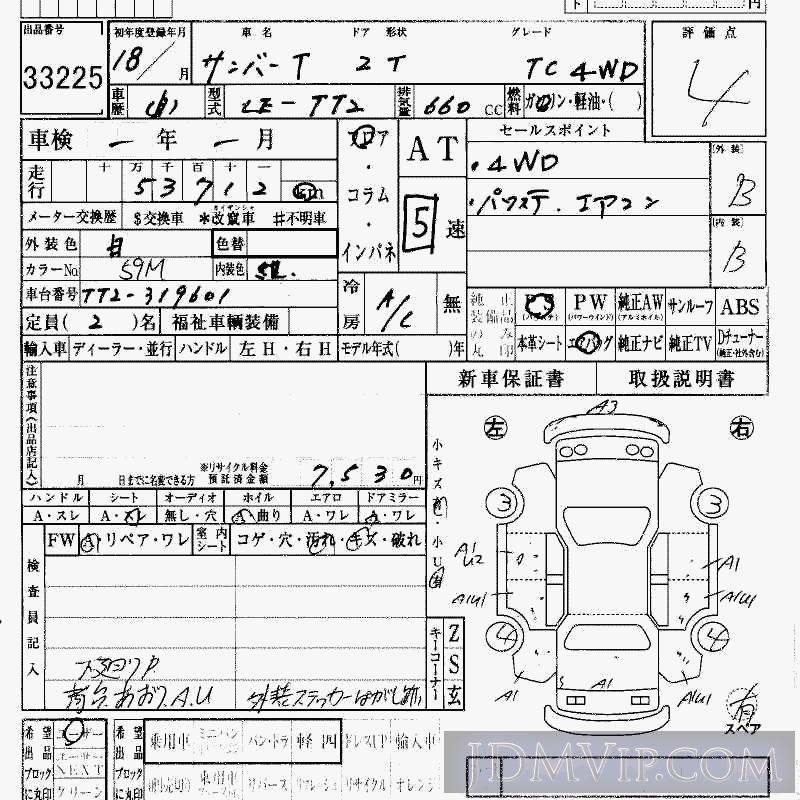 2006 SUBARU SAMBAR 4WD_TC TT2 - 33225 - HAA Kobe