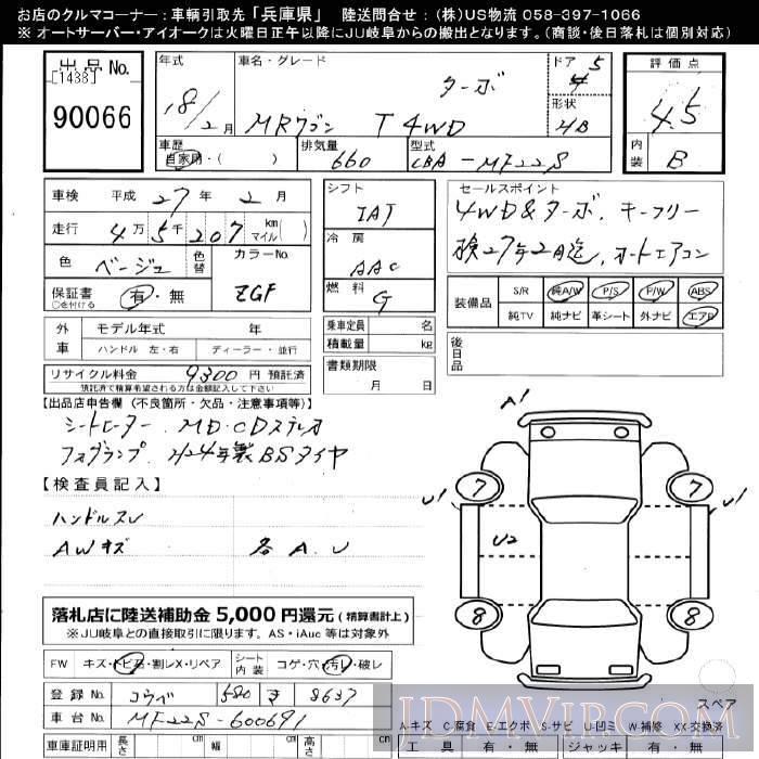 2006 SUZUKI MR WAGON 4WD_T_ MF22S - 90066 - JU Gifu