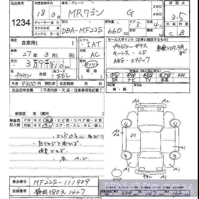 2006 SUZUKI MR WAGON G MF22S - 1234 - JU Shizuoka