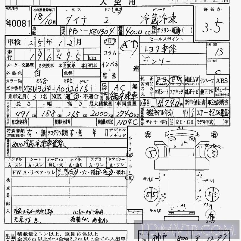 2006 TOYOTA DYNA  XZU304 - 40081 - HAA Kobe