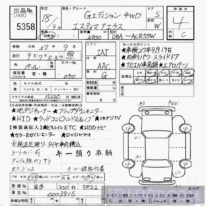 2006 TOYOTA ESTIMA 4WD_G-ED ACR55W - 5358 - JU Gifu