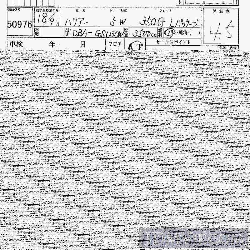 2006 TOYOTA HARRIER 350G_L GSU30W - 50976 - HAA Kobe