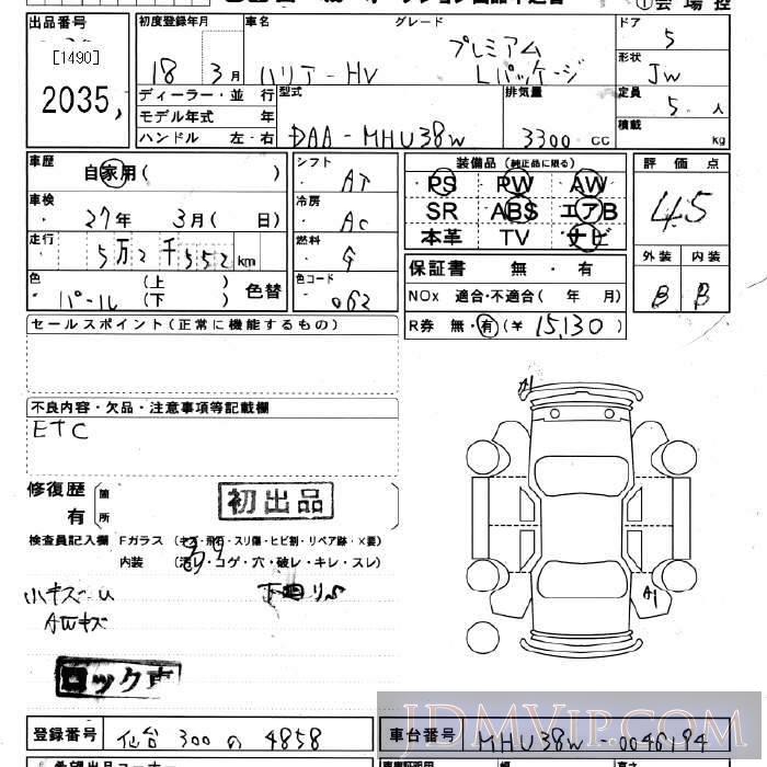 2006 TOYOTA HARRIER 4WD__L MHU38W - 2035 - JU Miyagi