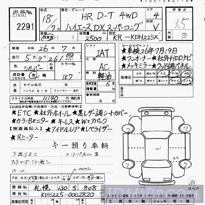 2006 TOYOTA HIACE VAN 4WD_DX__H KDH225K - 2291 - JU Gifu